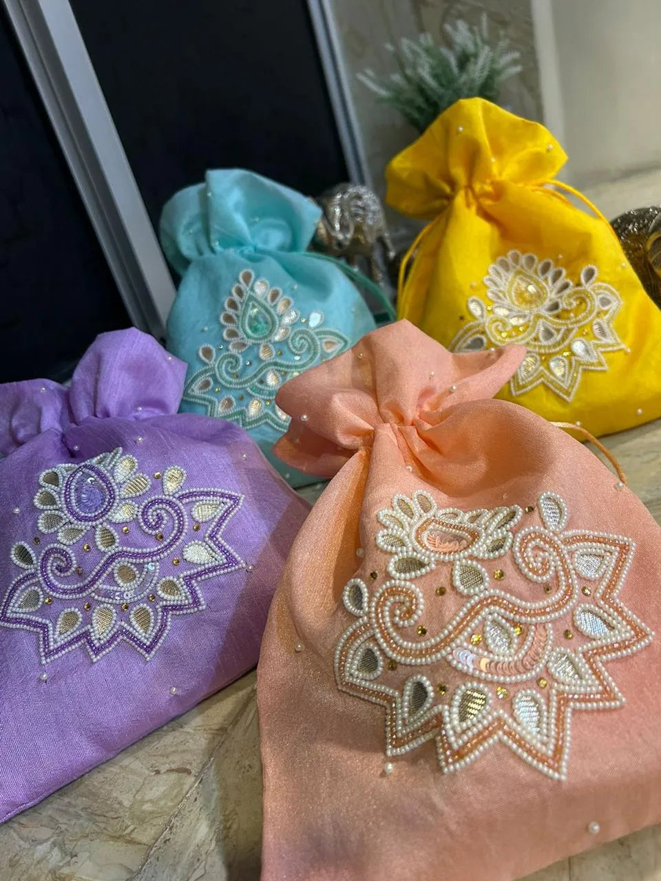 Wedding Gota Pearl Potli