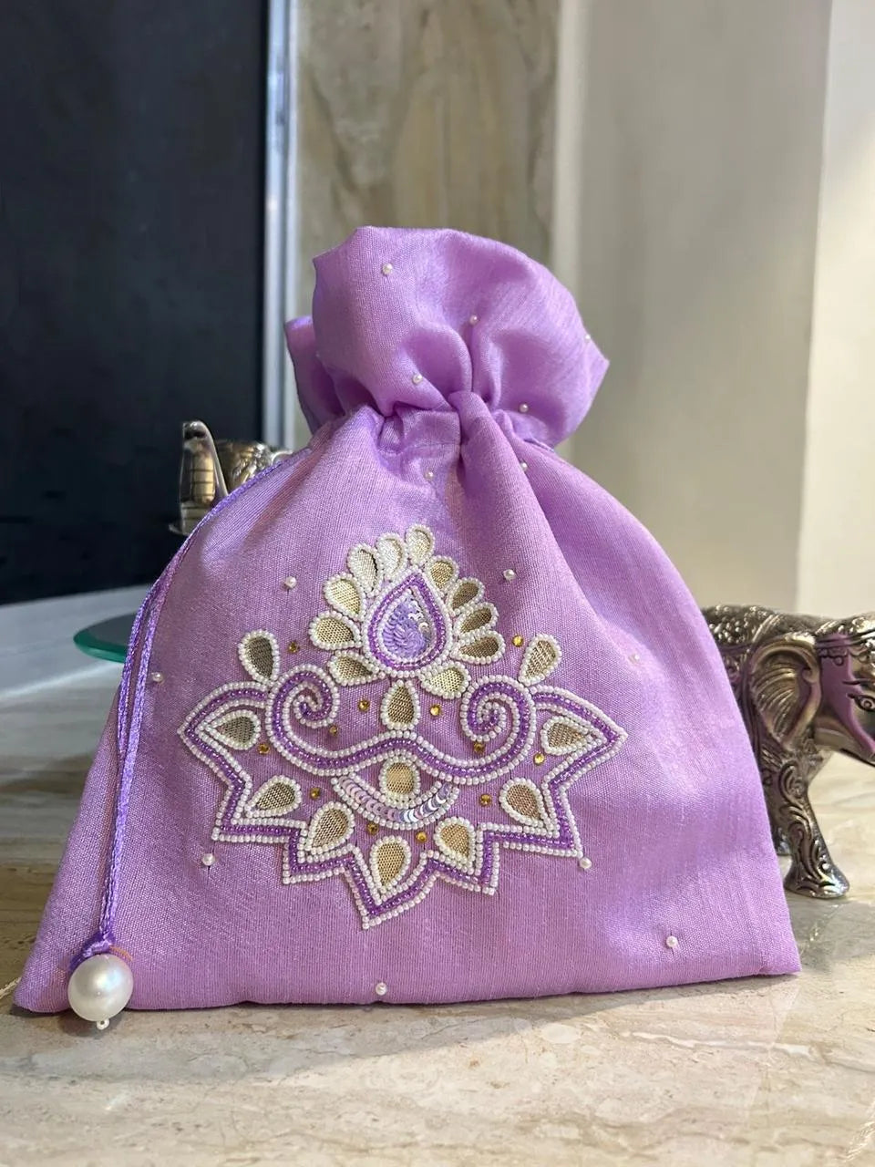 Wedding Gota Pearl Potli