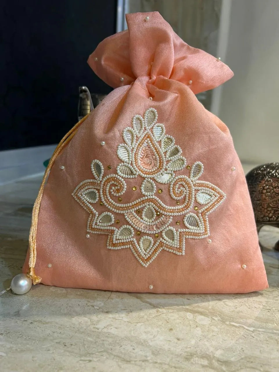 Wedding Gota Pearl Potli