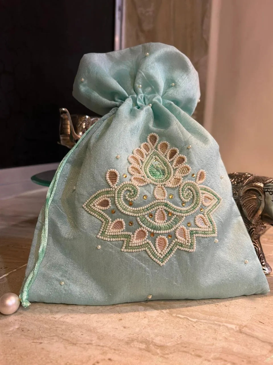 Wedding Gota Pearl Potli