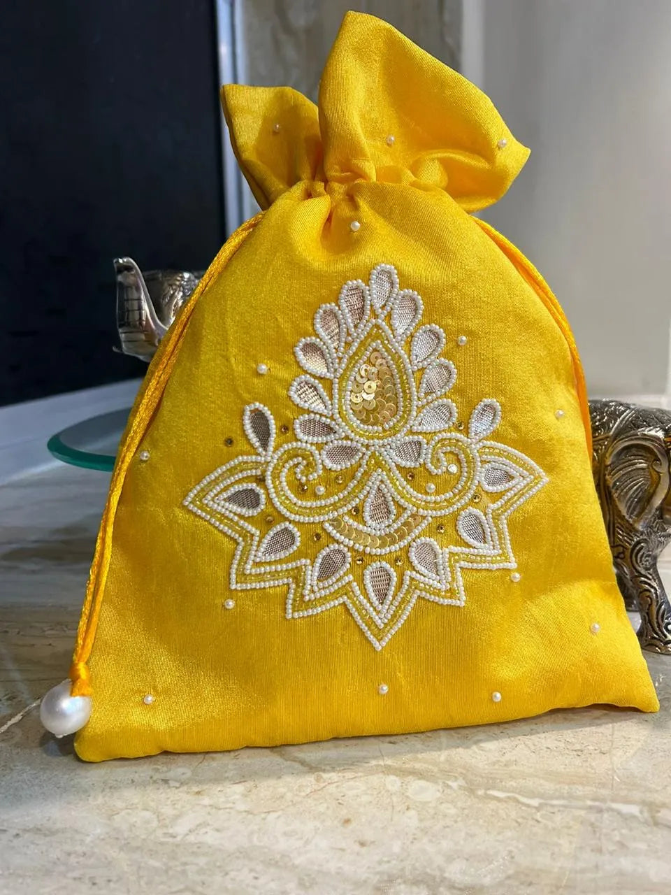Wedding Gota Pearl Potli