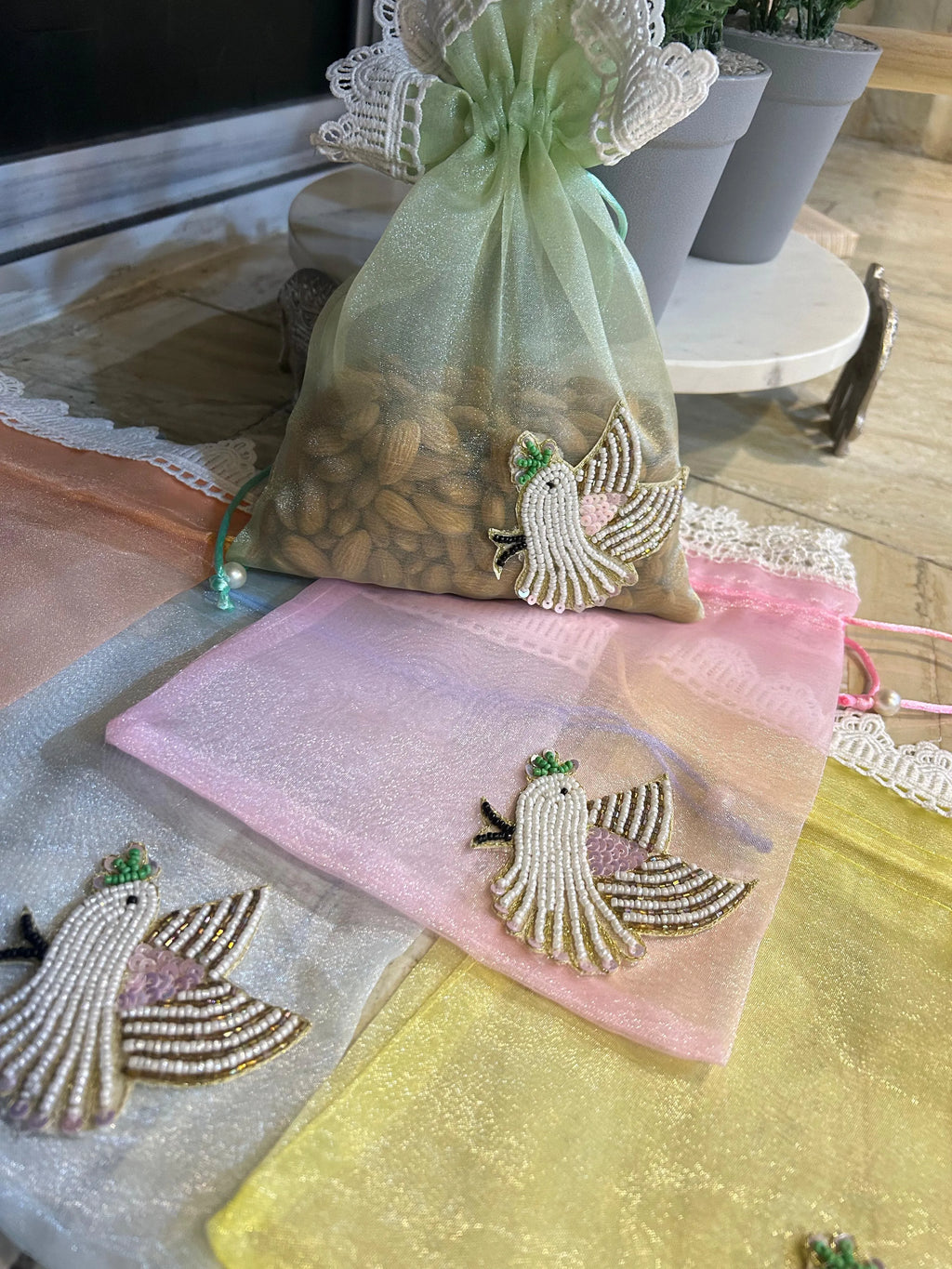 Organza Bird potli