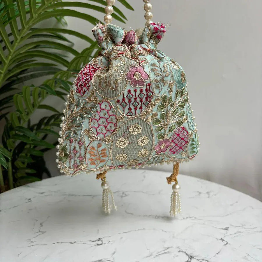 Heavy embroidered multi-color potli