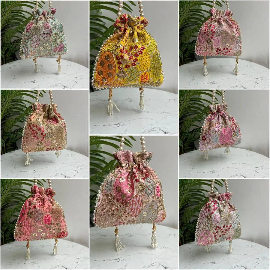 Heavy embroidered multi-color potli