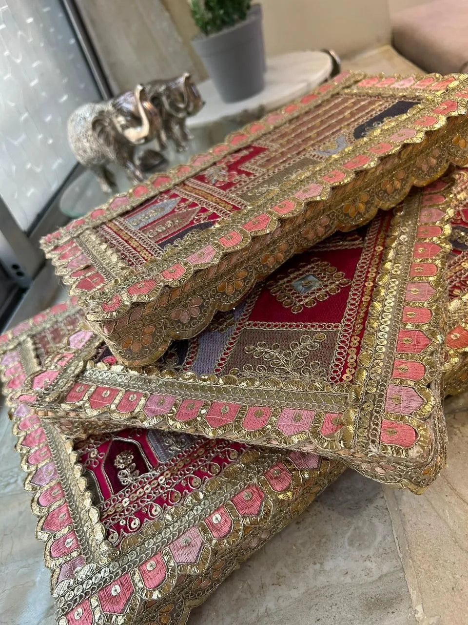 Shubh-Aarambh Embroidered Chowki set (Set of 3)