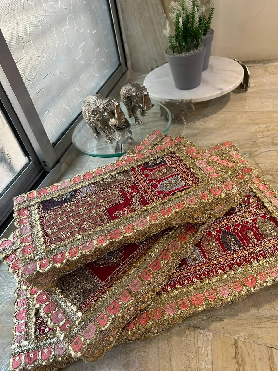 Shubh-Aarambh Embroidered Chowki set (Set of 3)