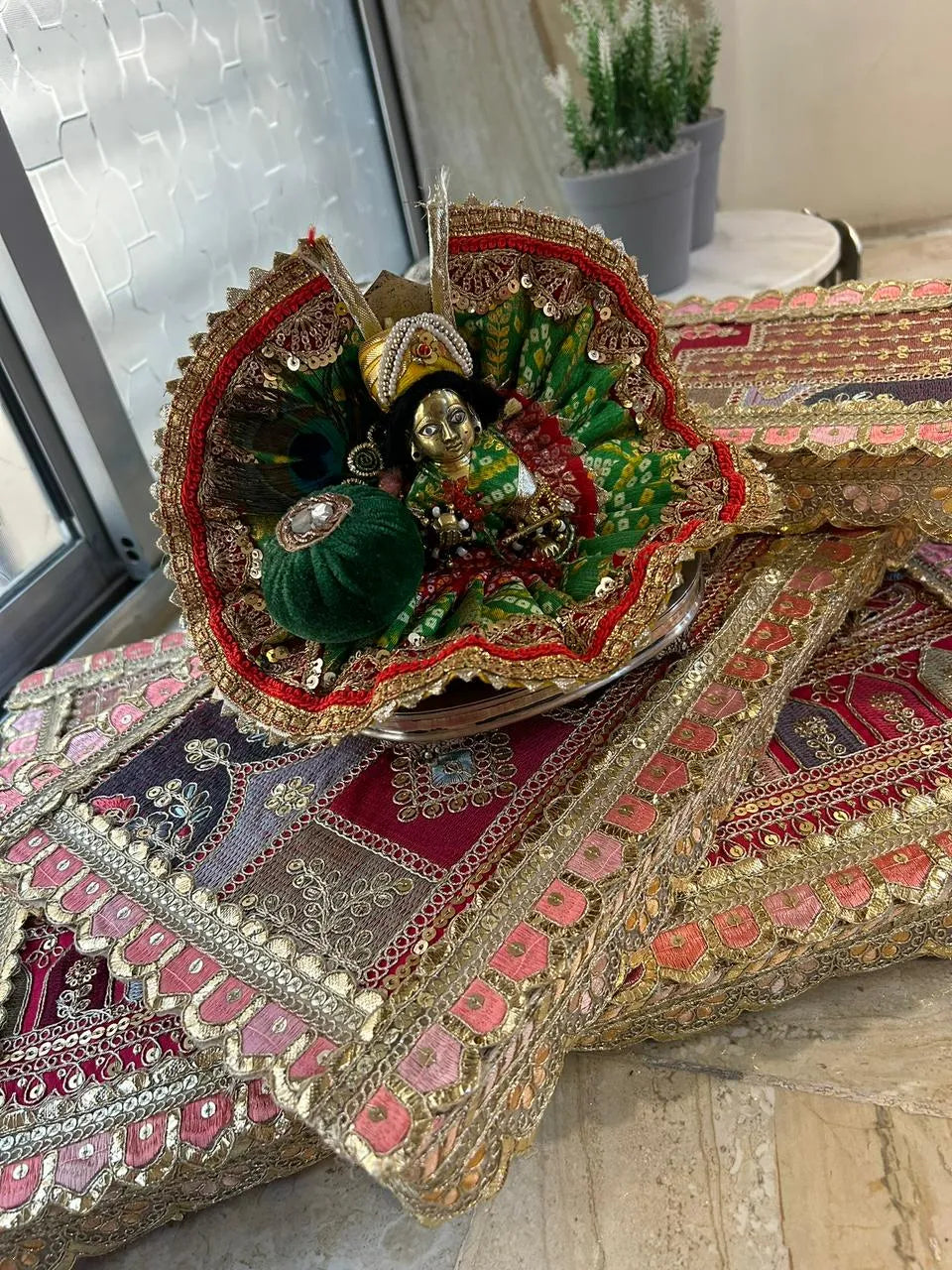 Shubh-Aarambh Embroidered Chowki set (Set of 3)