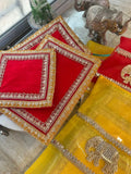 Elegant 3 pc Mandir Aasan + Festive Organza Elephant Bag