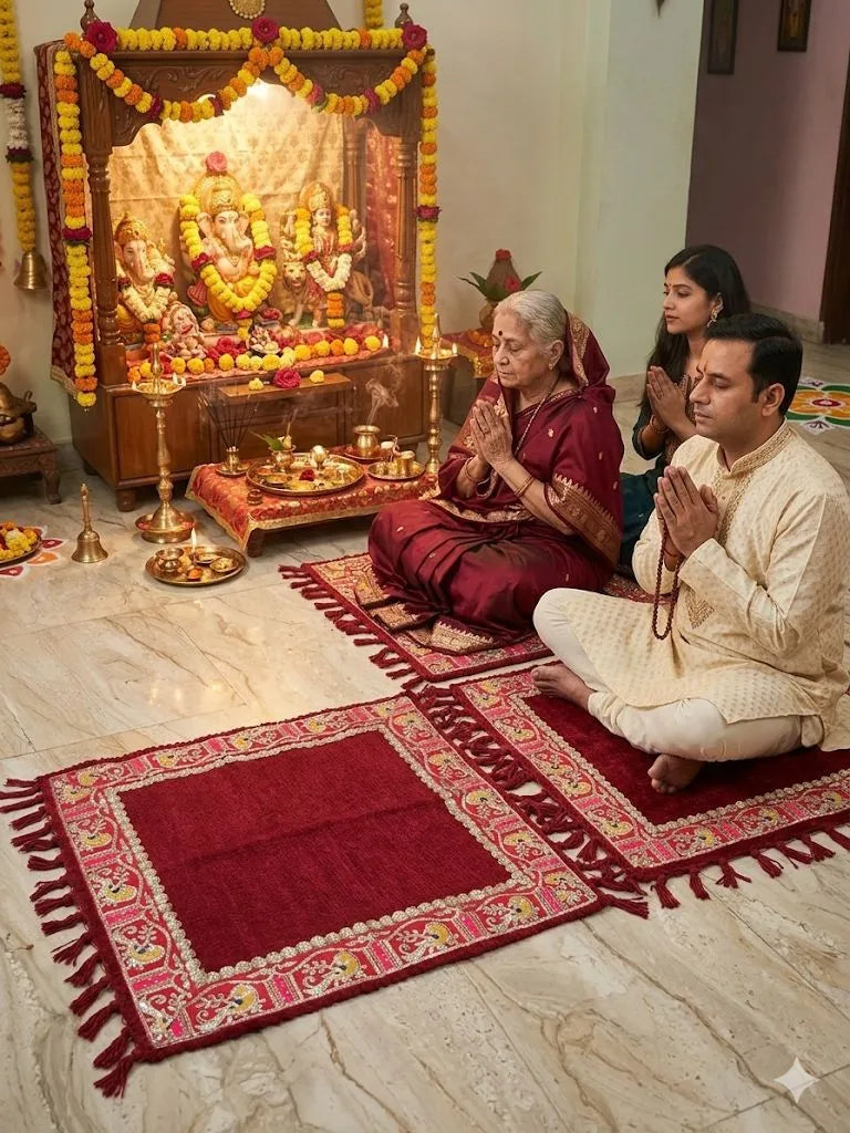 Peacock Royale Puja Aasan (Maroon)