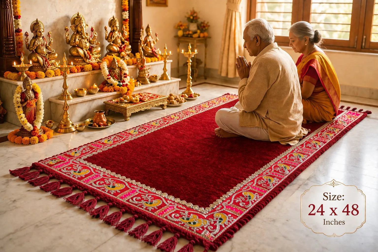 Peacock Royale Puja Aasan (Maroon)