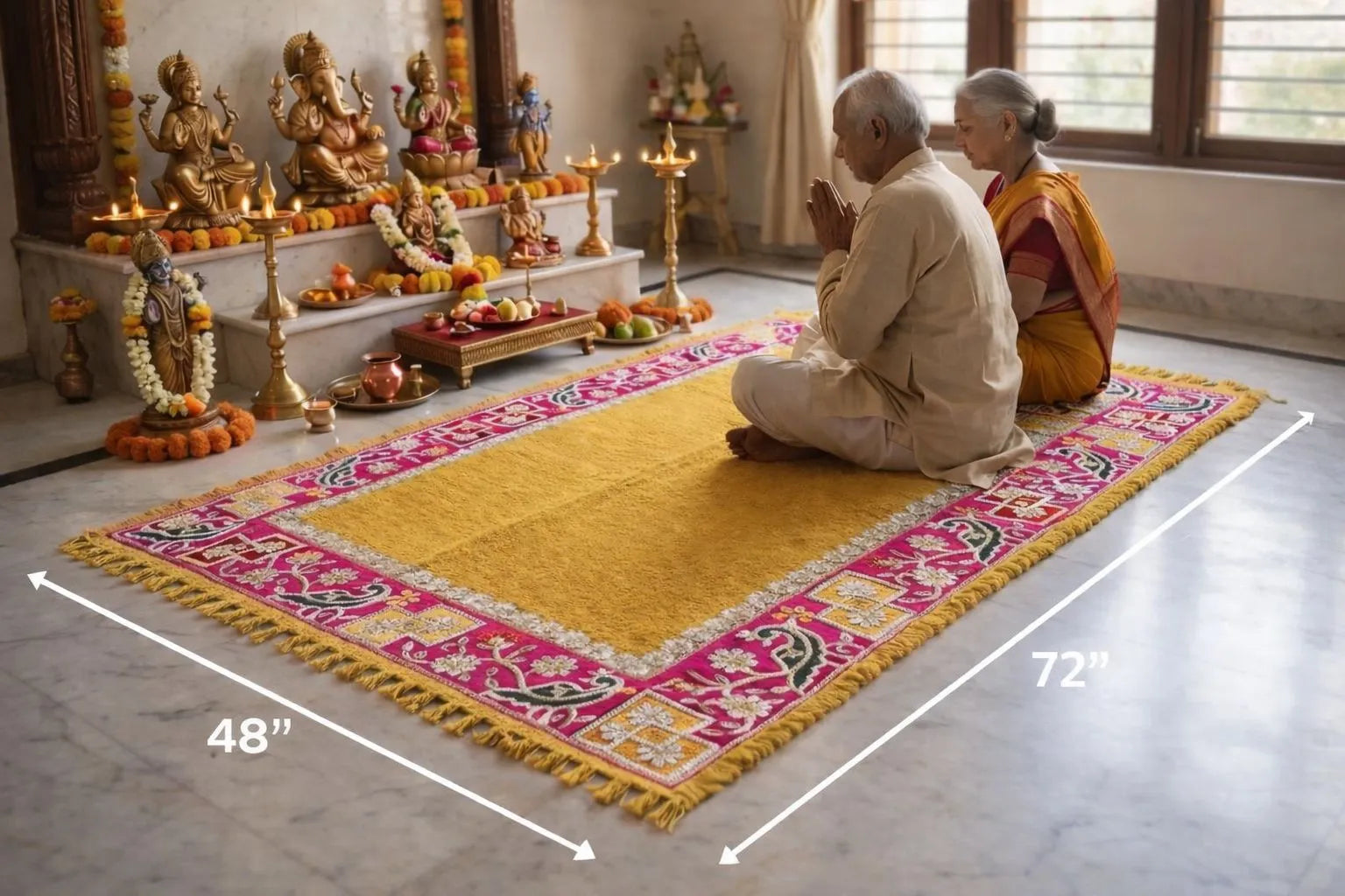Peacock Royale Puja Aasan (Yellow)