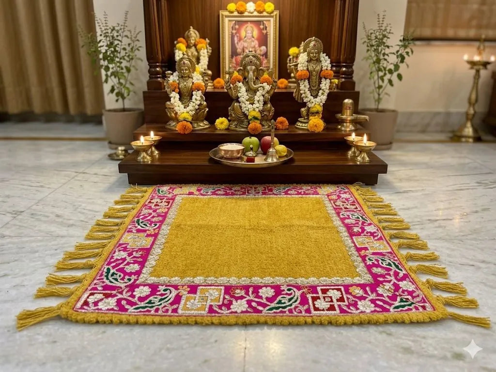 Peacock Royale Puja Aasan (Yellow)
