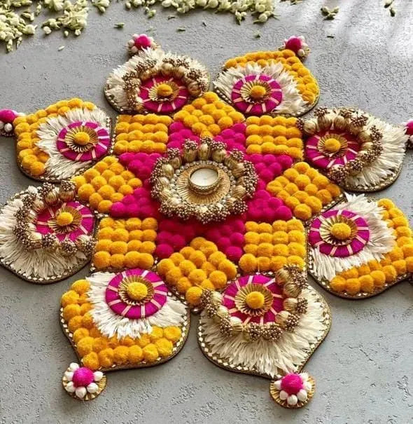 Designer Gota Pompom Rangoli Set