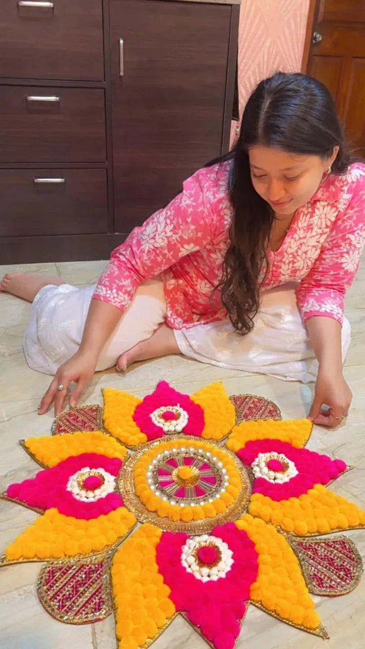 Blooming Lotus Pompom Rangoli Set