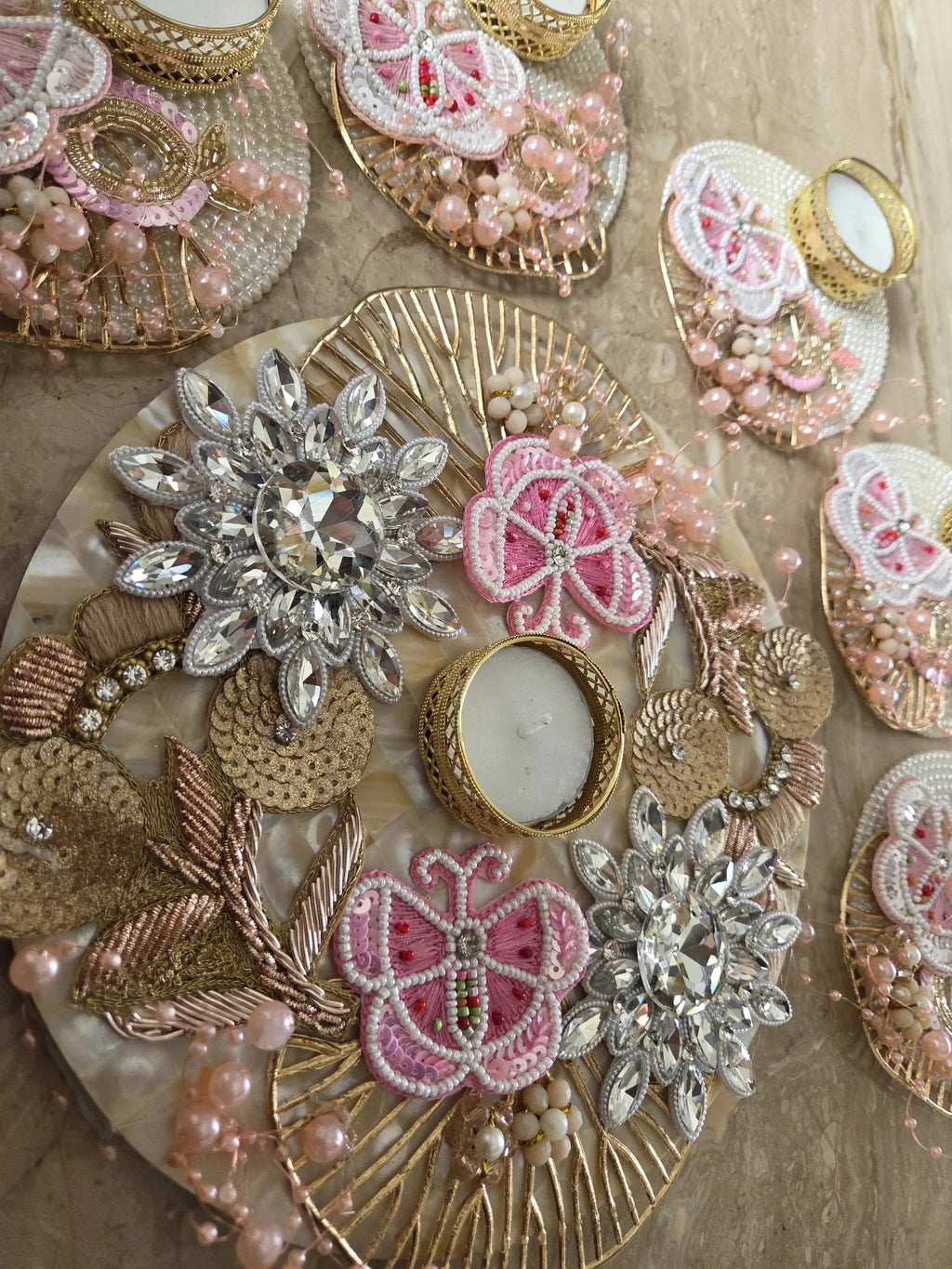 Exquisite Bling Butterfly Rangoli Set (Set of 6)