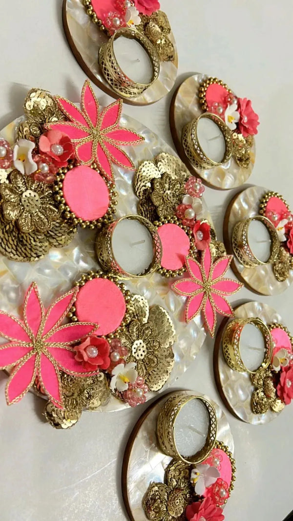 Elegant Floral Rangoli Set (Set of 6)