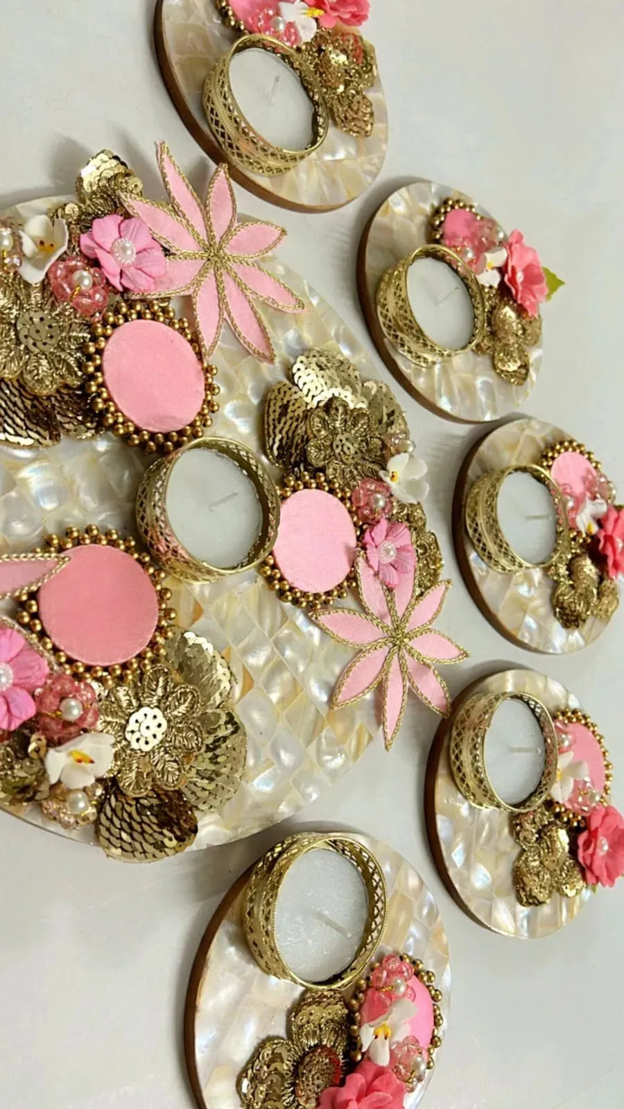 Elegant Floral Rangoli Set (Set of 6)