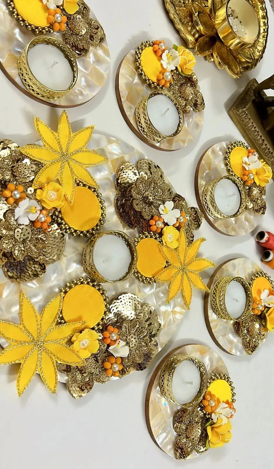 Elegant Floral Rangoli Set (Set of 6)