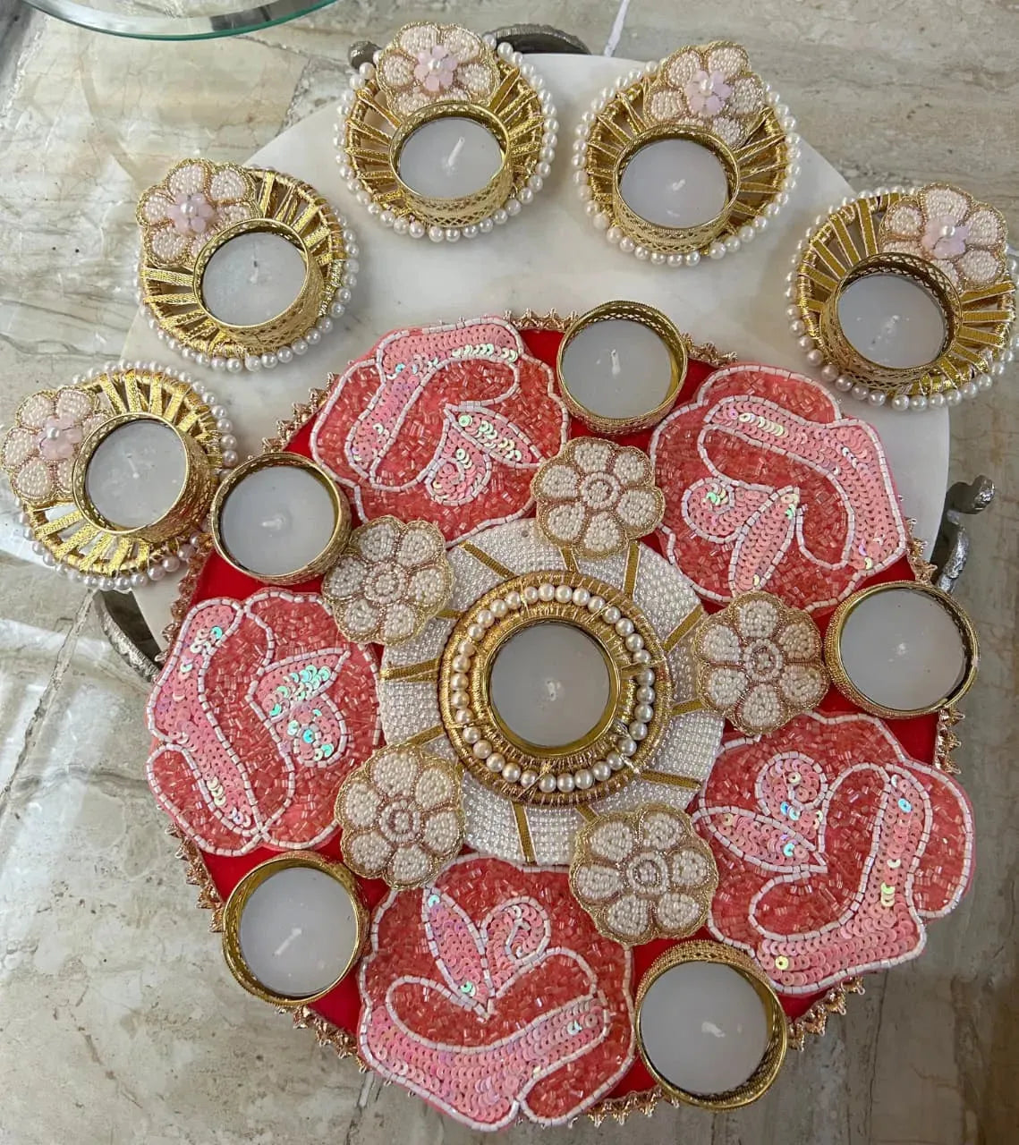 Handcrafted Floral Rangoli Set (Set of 6)