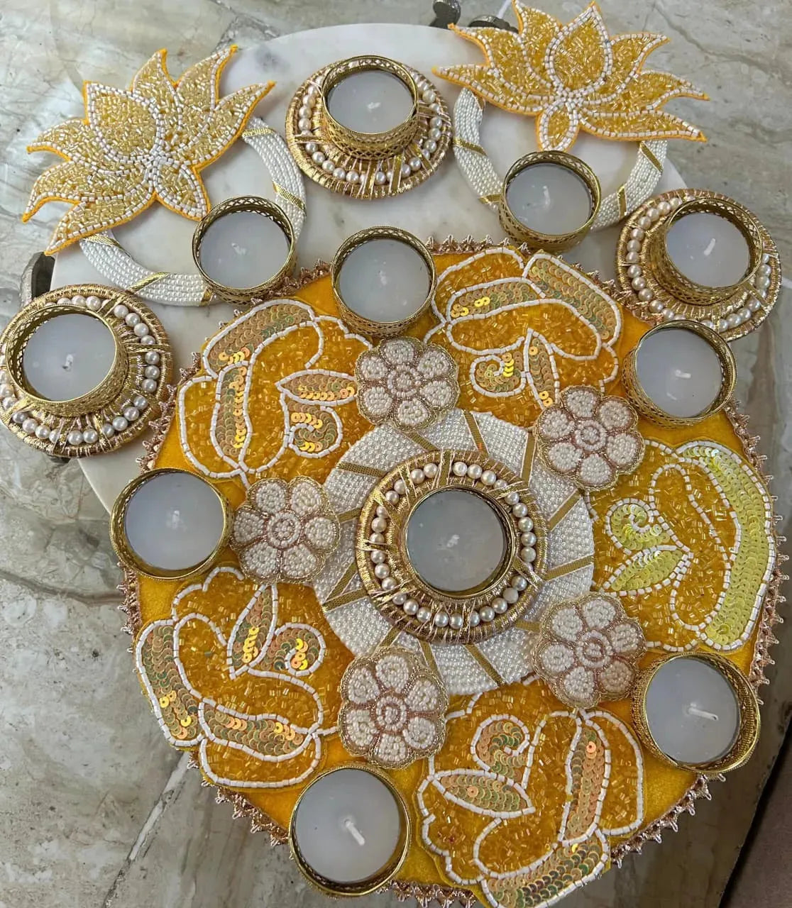 Handcrafted Floral Rangoli Set (Set of 6)