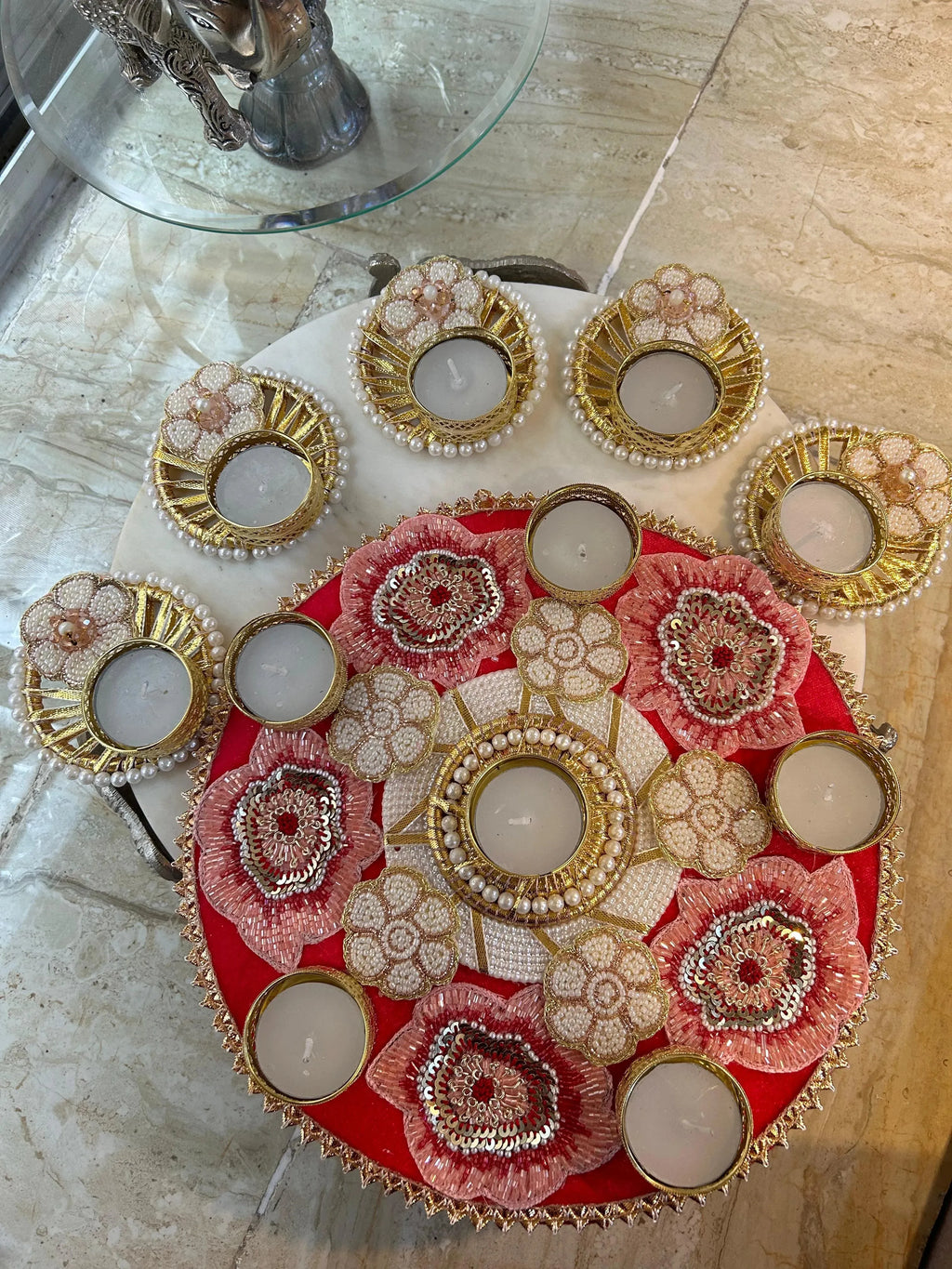 Handcrafted Beaded Rangoli Set (Set of 6)