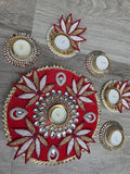 Traditional Beaded Lotus Rangoli Set (Set of 6)