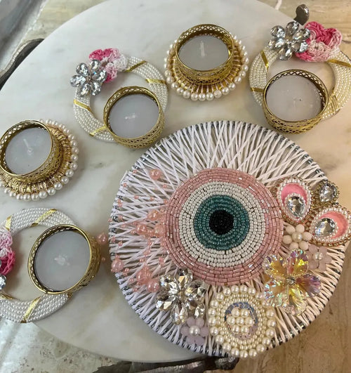 Beaded Evil Eye Rangoli Set (Set of 6)