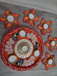 Beaded Traditional Peacock Rangoli Set (Set of 6)