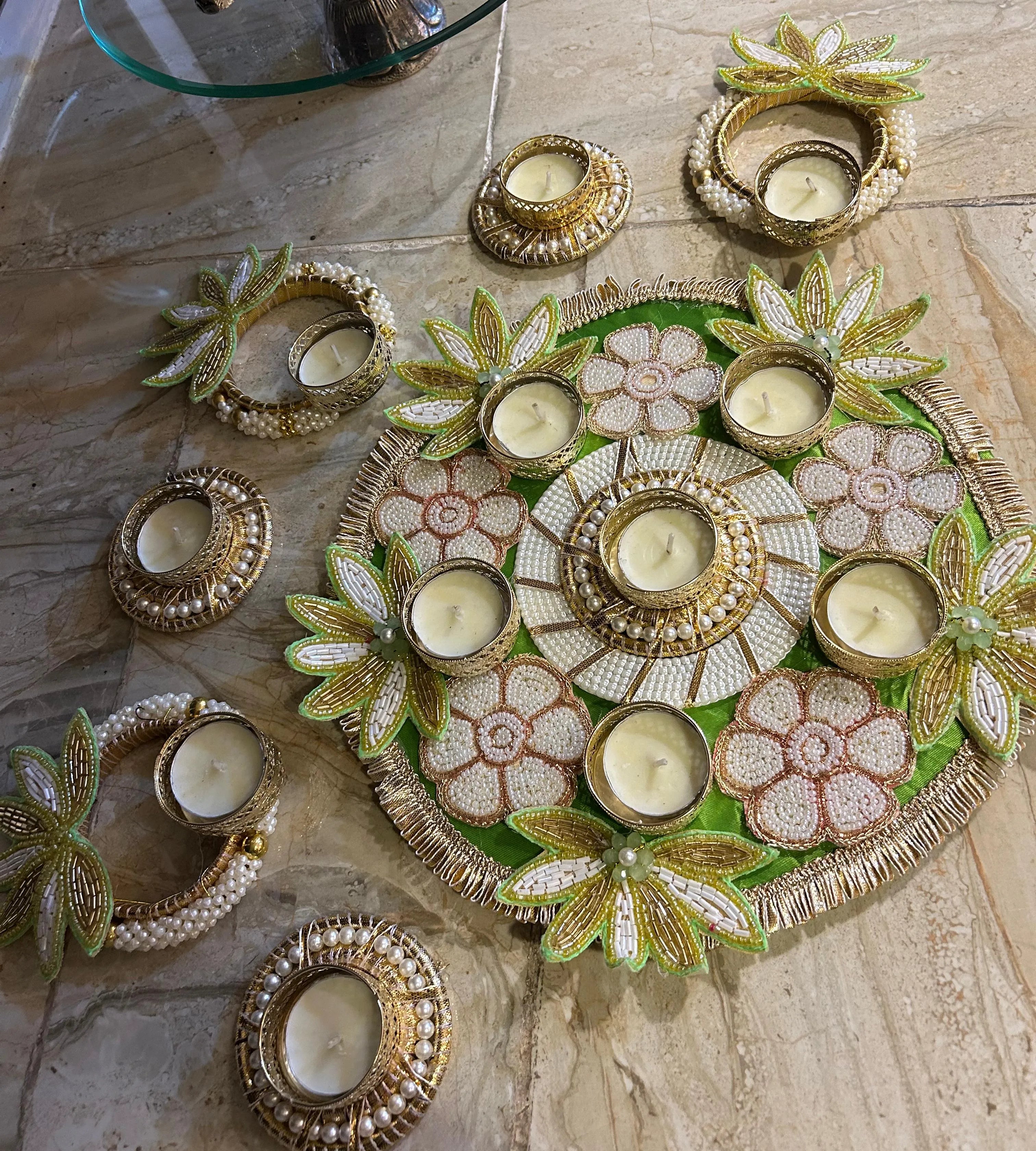 Traditional Lotus Rangoli Set (Set of 7)