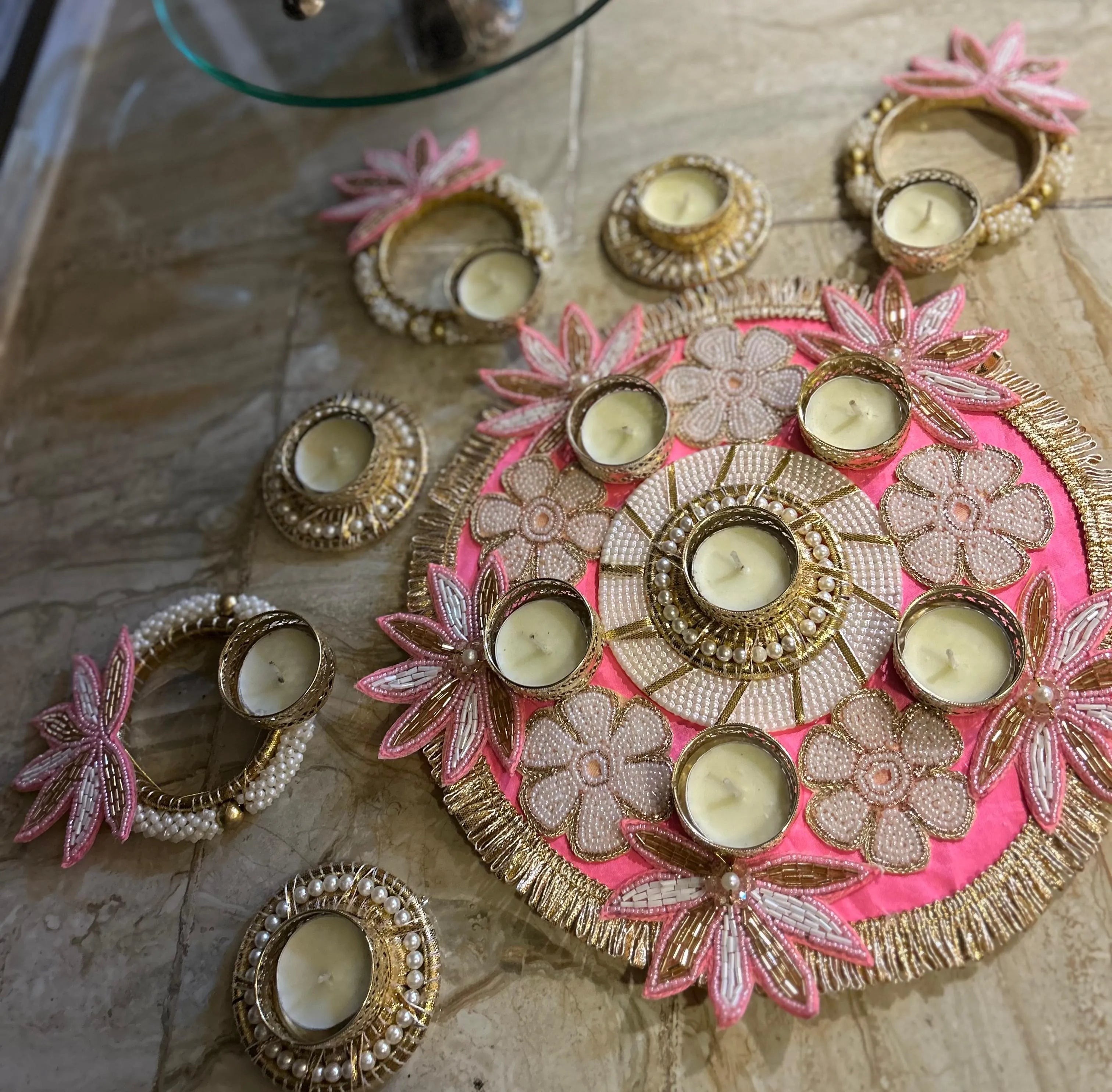 Traditional Lotus Rangoli Set (Set of 7)