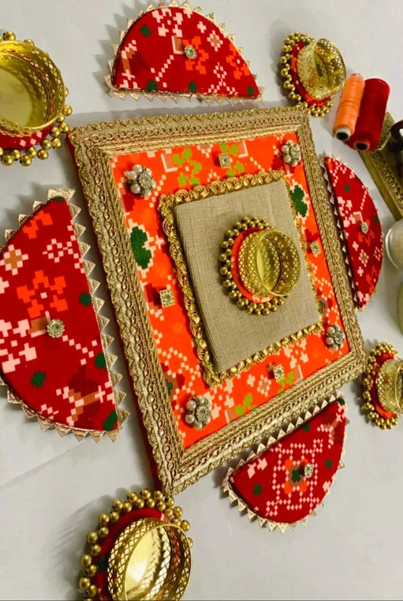 Gota Patola Square Rangoli Set (Set of 7)