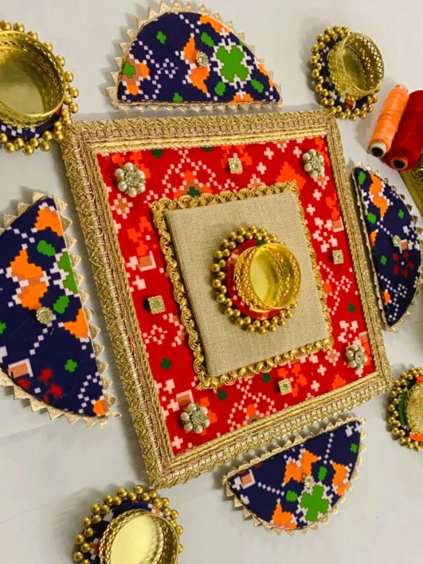 Gota Patola Square Rangoli Set (Set of 7)