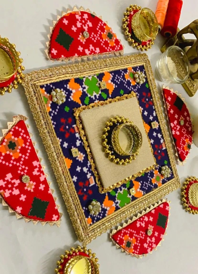 Gota Patola Square Rangoli Set (Set of 7)