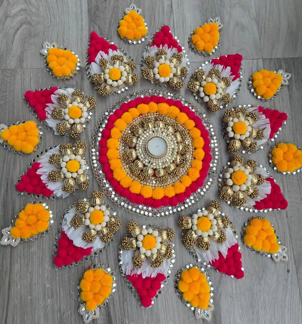 Royale Gota Pompom Shringar Rangoli set