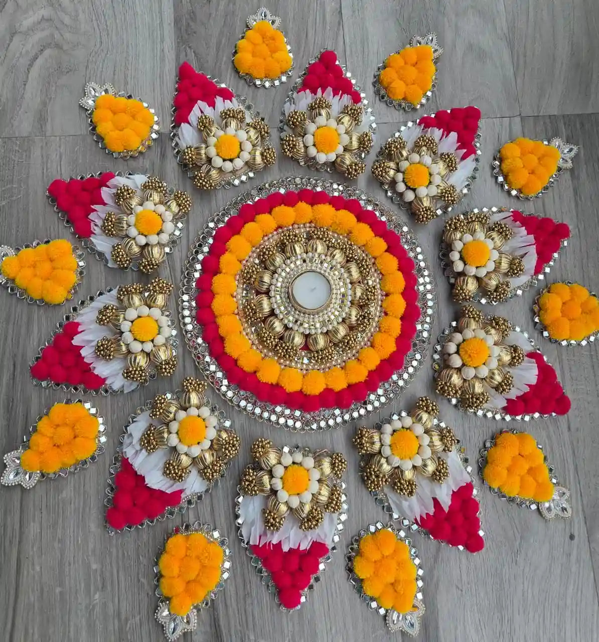 Royale Gota Pompom Shringar Rangoli set