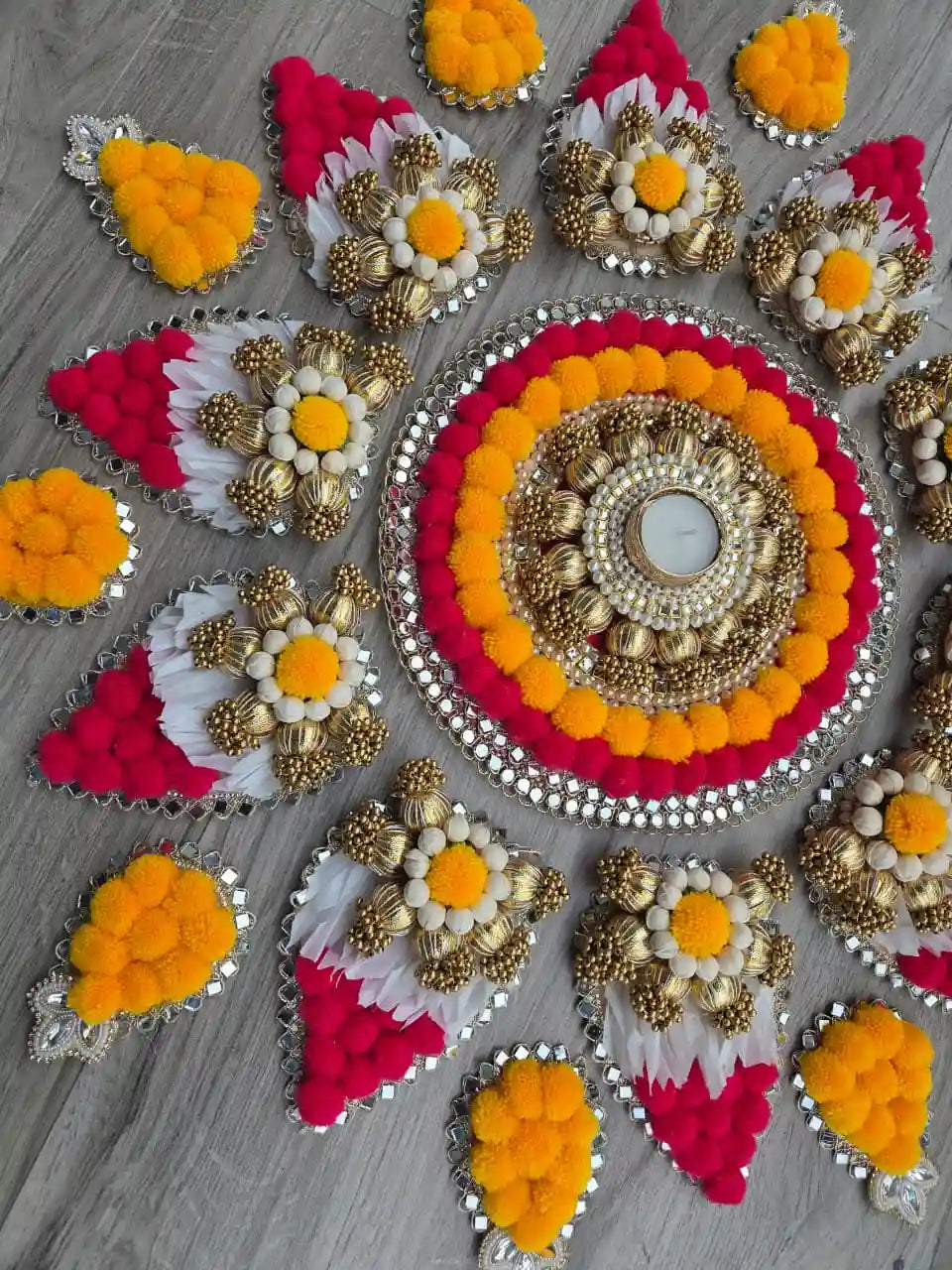 Royale Gota Pompom Shringar Rangoli set