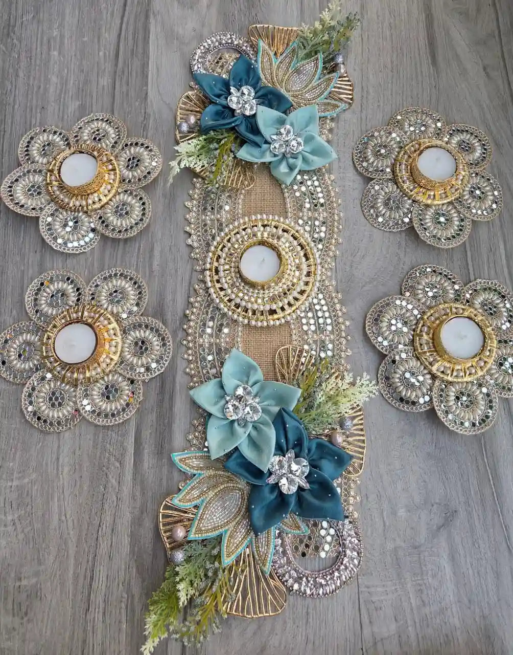Royale Kundan Floral Table Runner