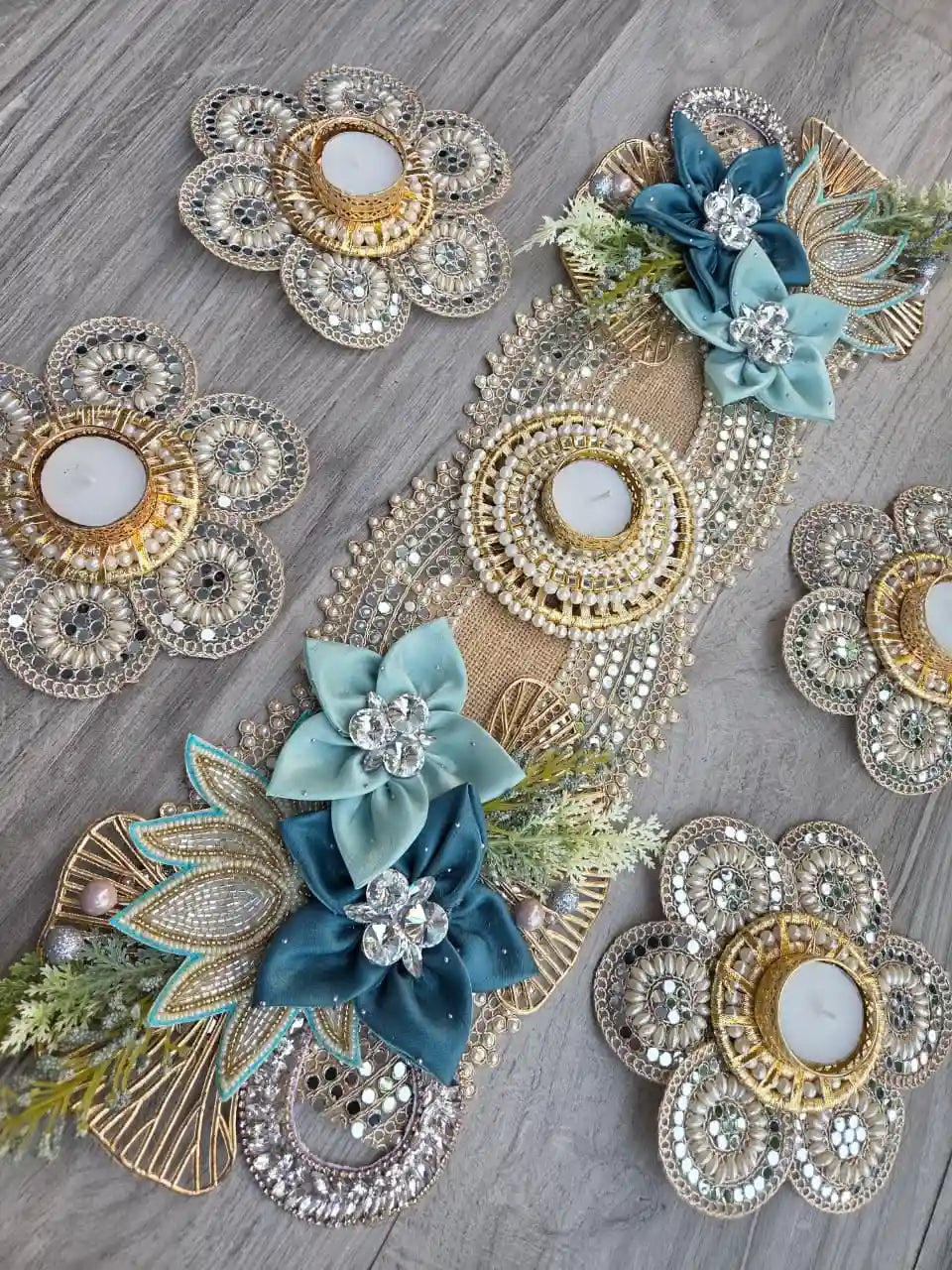 Royale Kundan Floral Table Runner