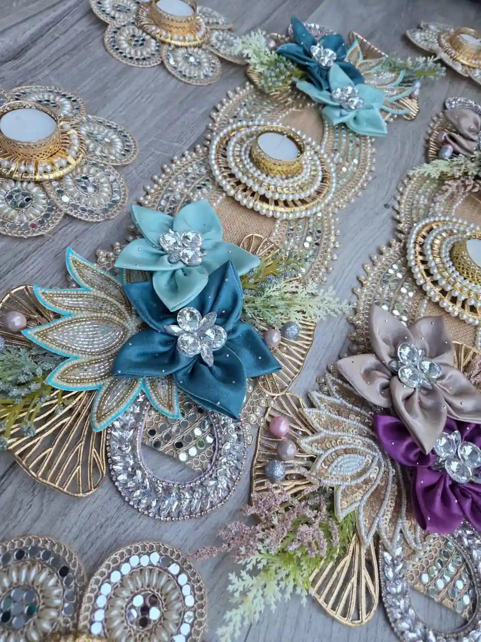 Royale Kundan Floral Table Runner