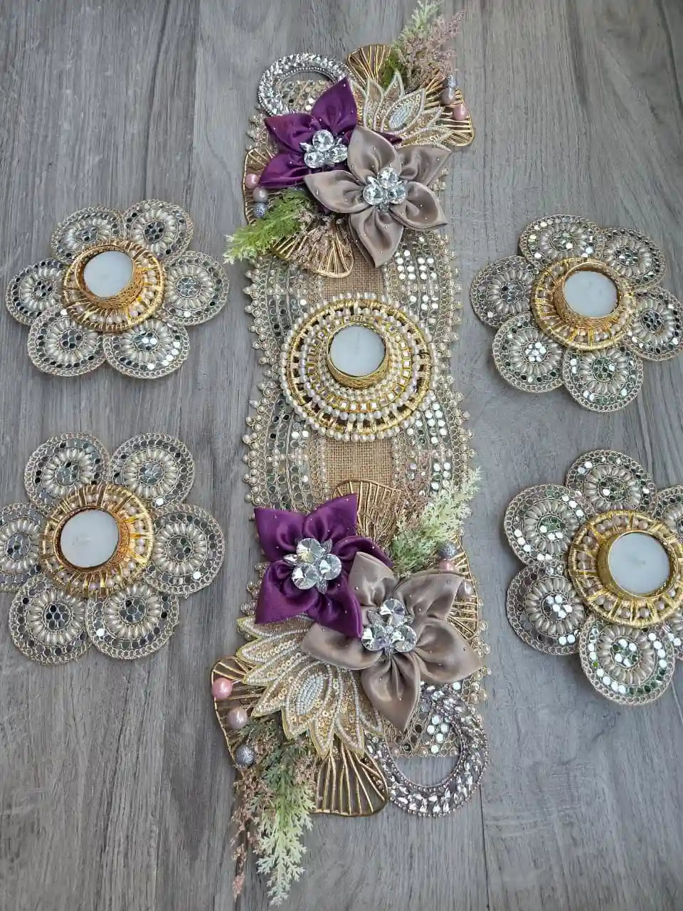 Royale Kundan Floral Table Runner