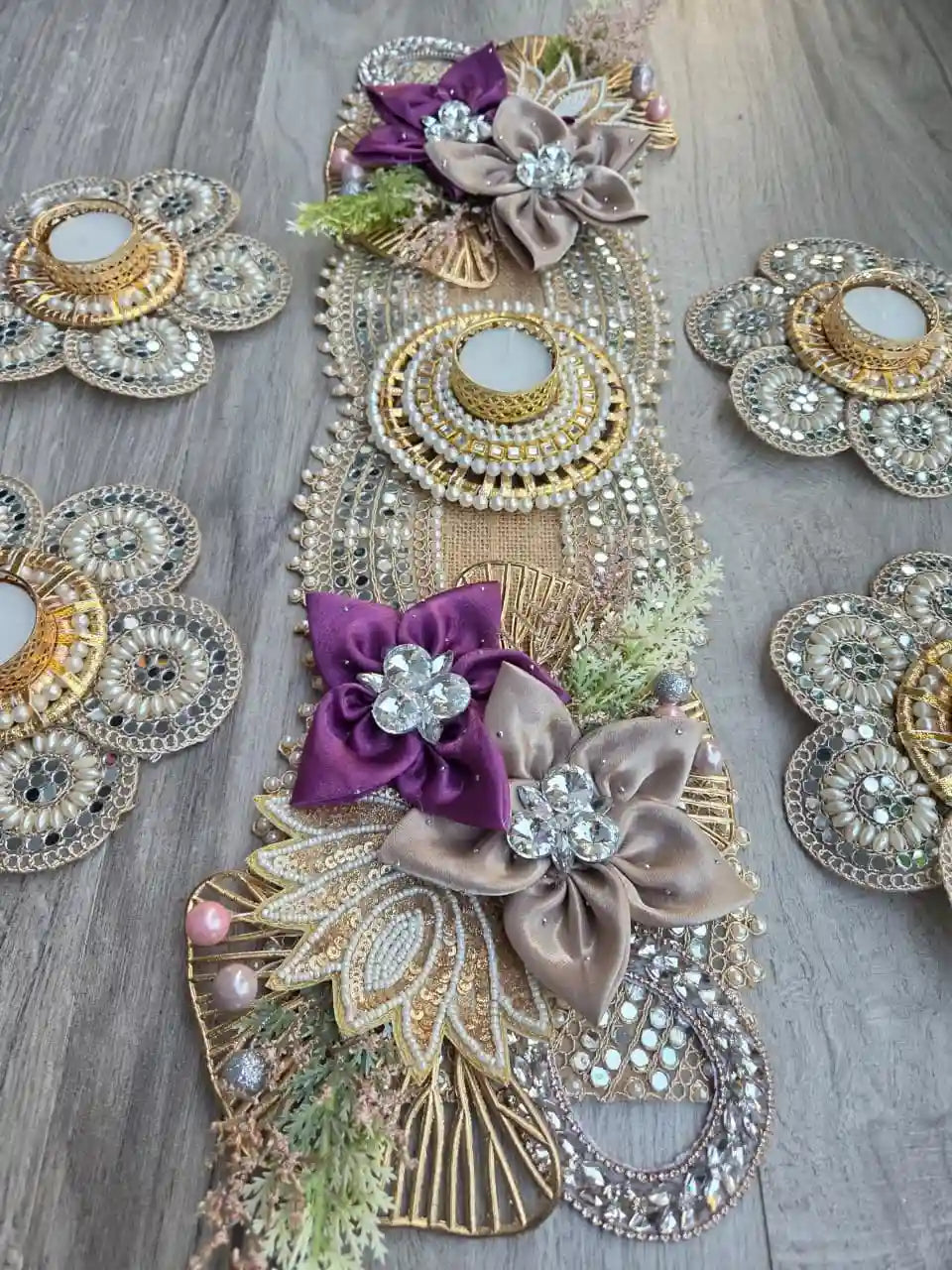 Royale Kundan Floral Table Runner