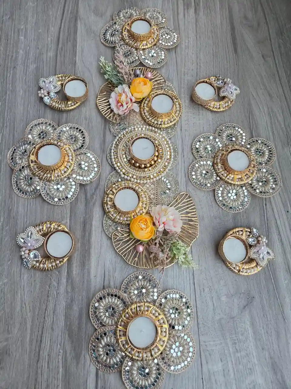 Floral Pearl Elegance Table Runner in Blush pink