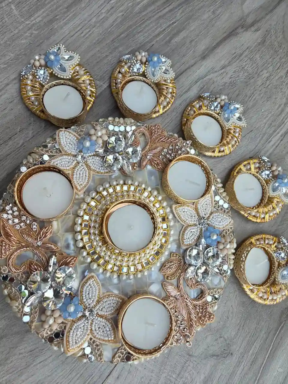 Pearl Aura Mother of Pearl Chowki Rangoli set