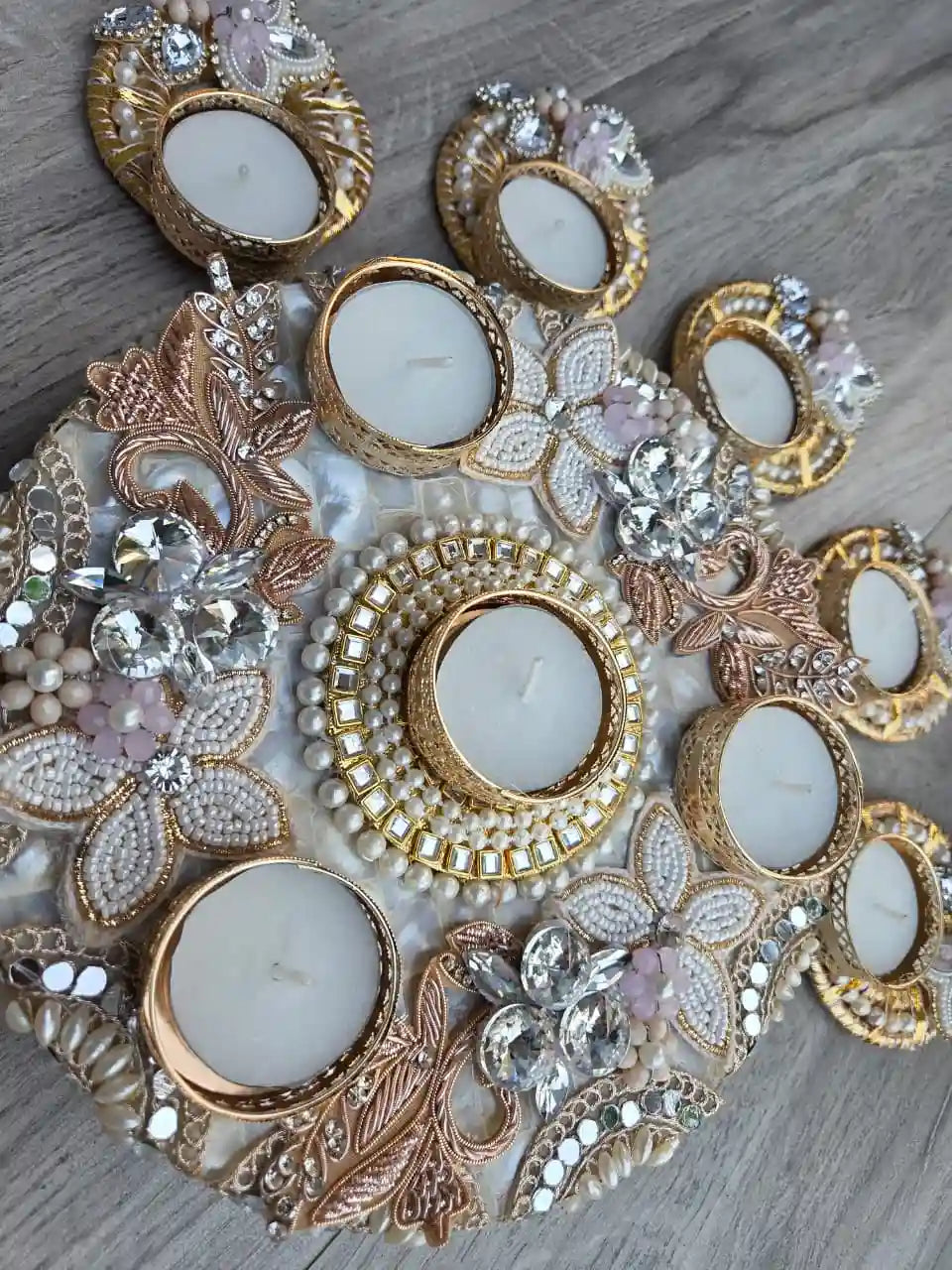Pearl Aura Mother of Pearl Chowki Rangoli set