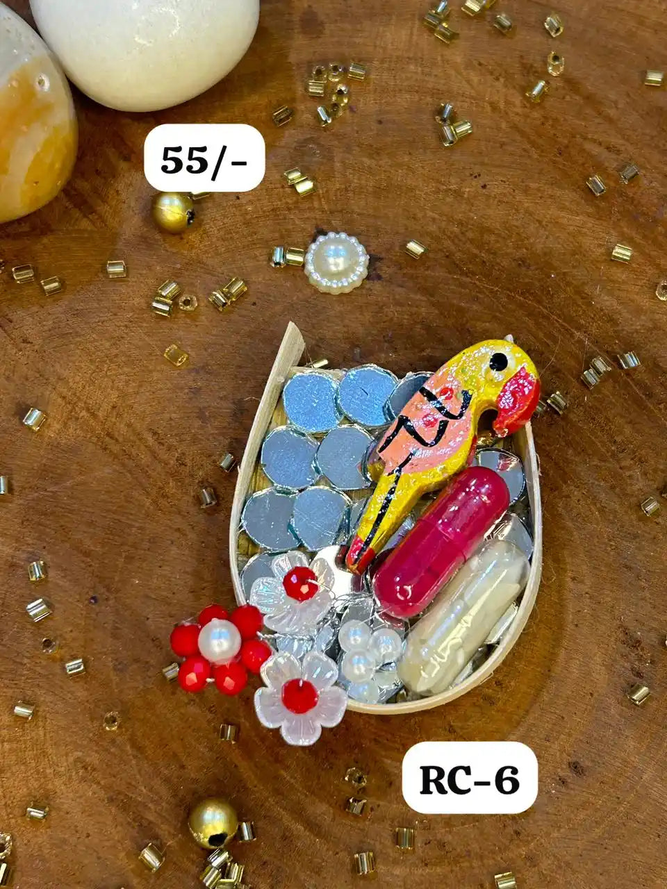 Mirror Magic Auspicious Parrot Roli Chawal Combo