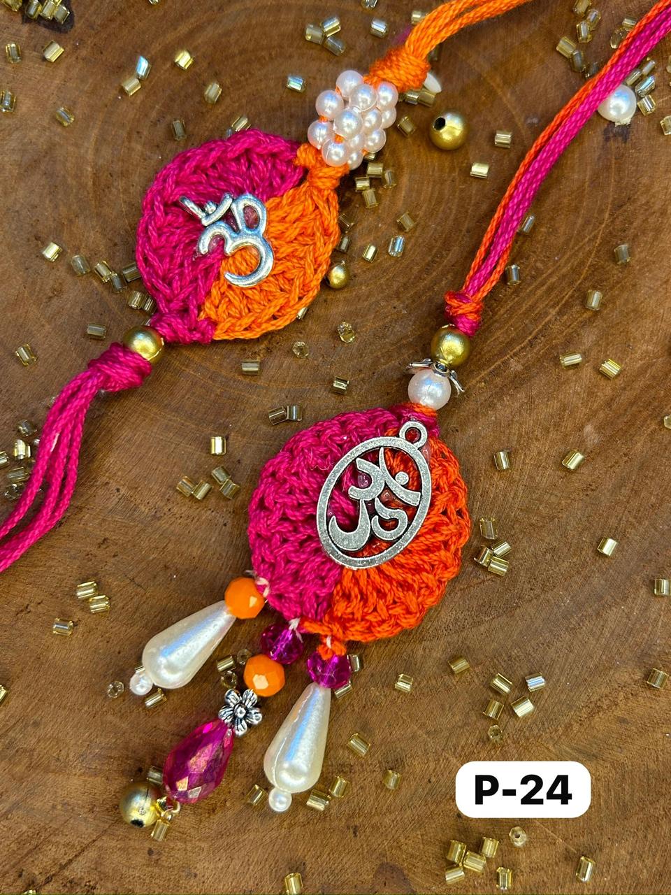 Dual Crocia Om Lumba + Rakhi Set (Pair)
