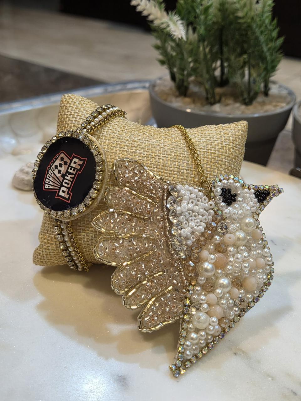 Elegant Pearl Bird Bracelet + Rakhi set (Pair)