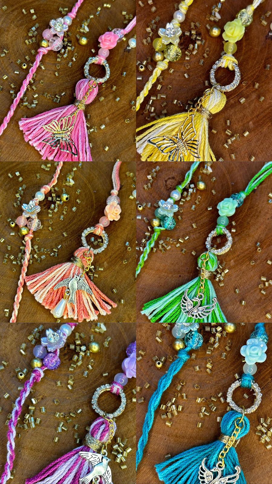 Pure Thread Rakhi + Lumba Set (Mix colors) (Pair)