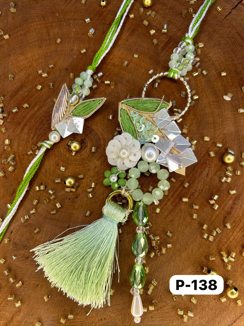 Pretty Pastel Rakhi + Lumba Set (Mix Colors) (Pair)