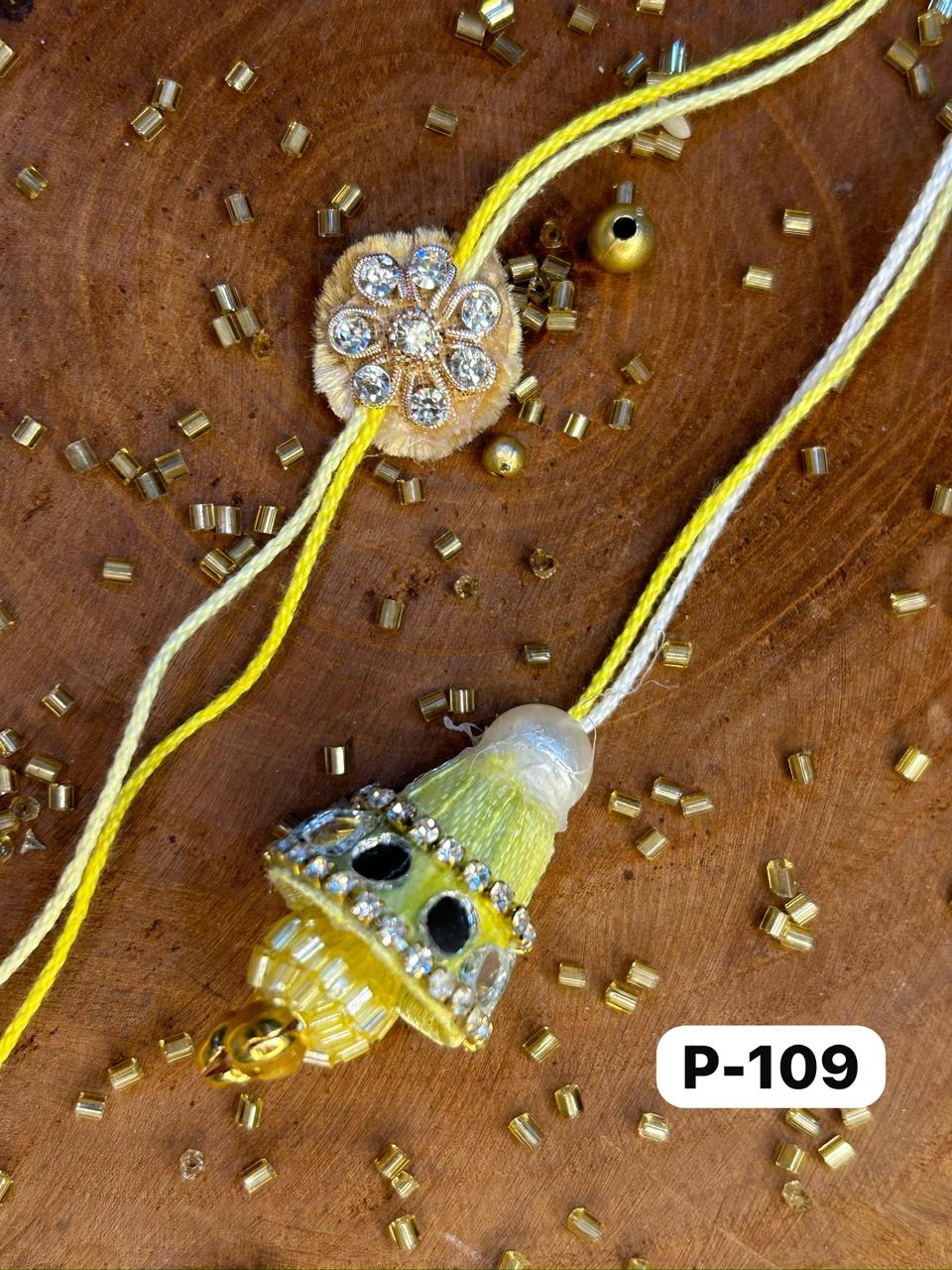 Classic cone mirror Rakhi + Lumba set (Pair)